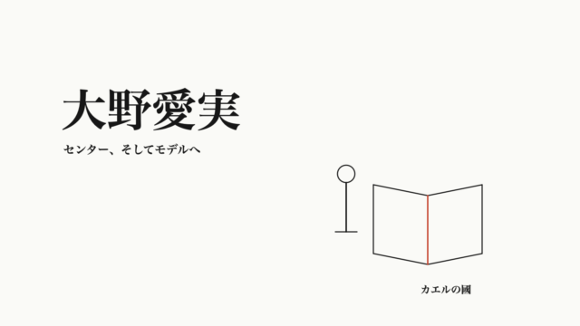 大野愛実の記事用オリジナル図形。マイクと開いた誌面。