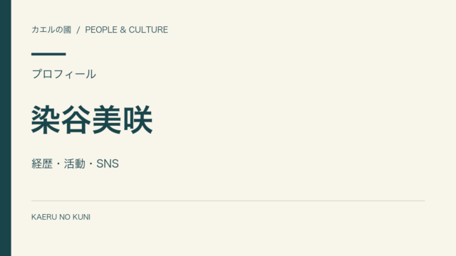染谷美咲の経歴と活動を紹介する人物なしの文字組みカバー