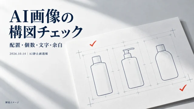 AI画像の構図チェック、配置・個数・文字・余白を確認する2026年10月14日の静止画週報の表紙
